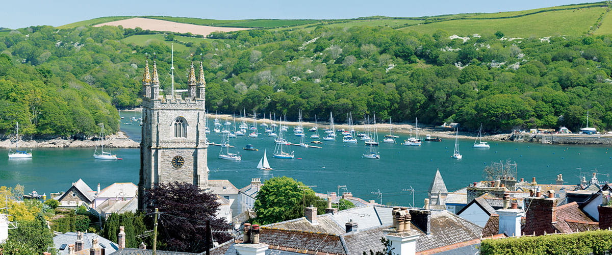 A view over the coastal town of Fowey in Cornwall, England